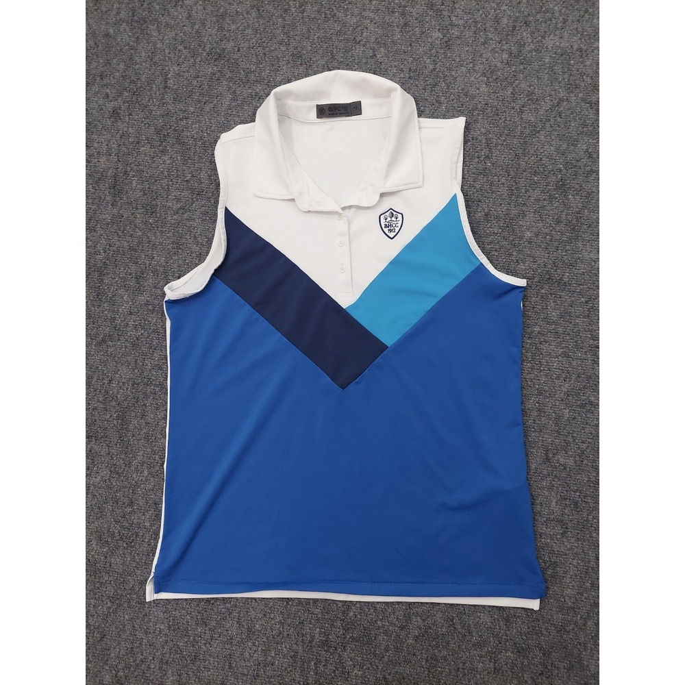 G/Fore Shirt Womens XL Blue Colorblock Golf Tennis Sleeveless Polo Performance